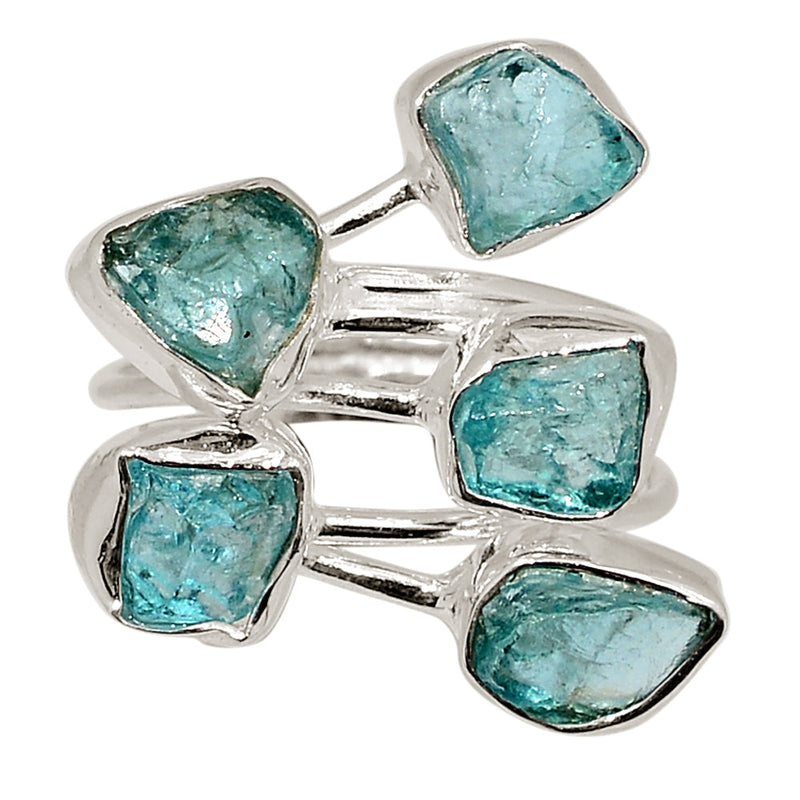Designer - Neon Blue Apatite Rough Ring - DSNR114