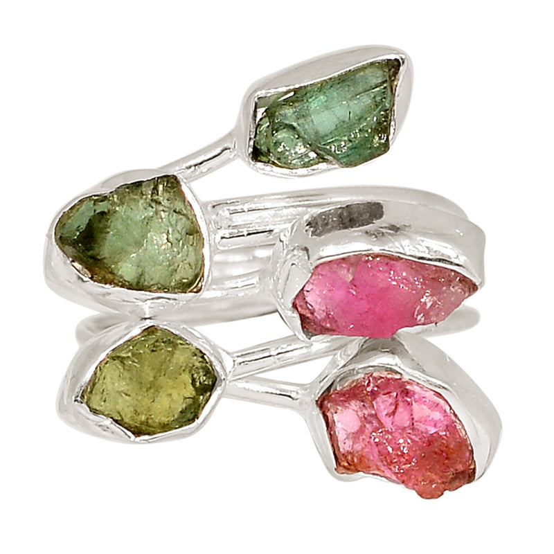 Designer - Pink & Green Tourmaline Rough Ring - DSNR138