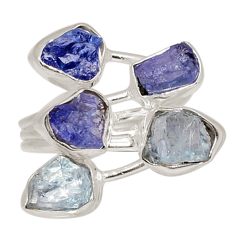Designer - Tanzanite & Aquamarine Rough Ring - DSNR141