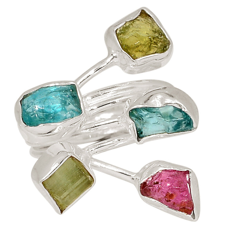 Designer - Pink & Green Tourmaline & Neon Blue Apatite Rough - DSNR144