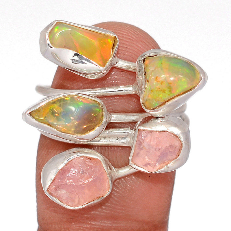 Designer - Ethiopian Opal Polish Rough & Rose Quartz Rough - DSNR151