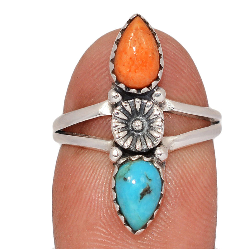 Southwest - Coral & Blue Mohave Turquoise Rings - DSNR155