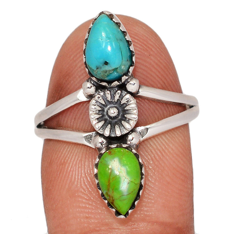 Southwest - Green & Blue Mohave Turquoise Rings - DSNR163