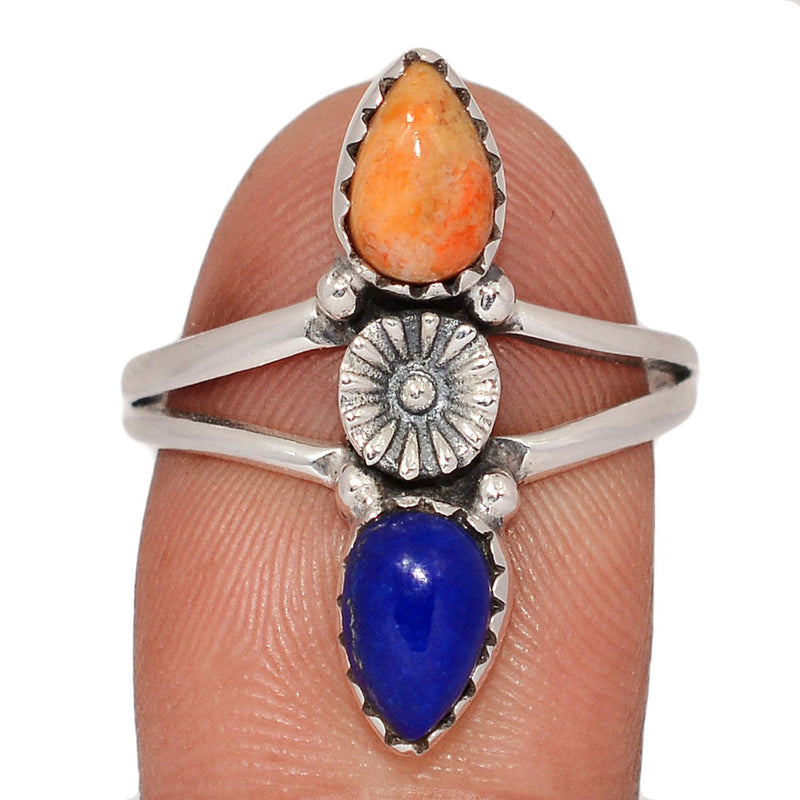 Southwest - Lapis Lazuli & Coral Rings - DSNR173