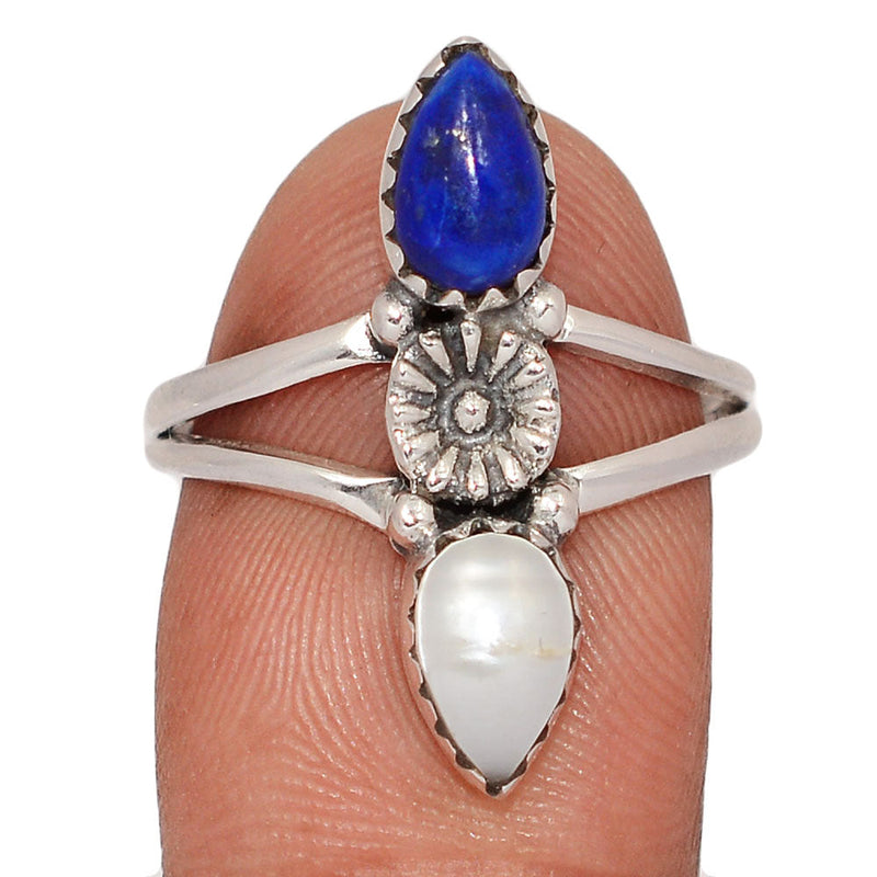 Southwest - Lapis Lazuli & Cultured Fresh Water Pearl Rings - DSNR176