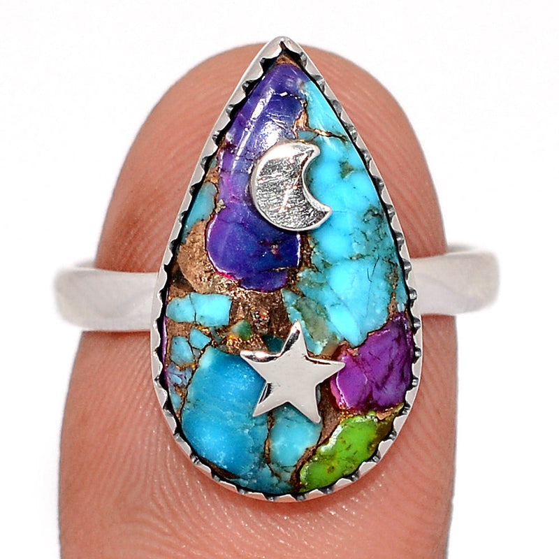 Moon & Star - Multi Copper Turquoise Rings - DSNR184