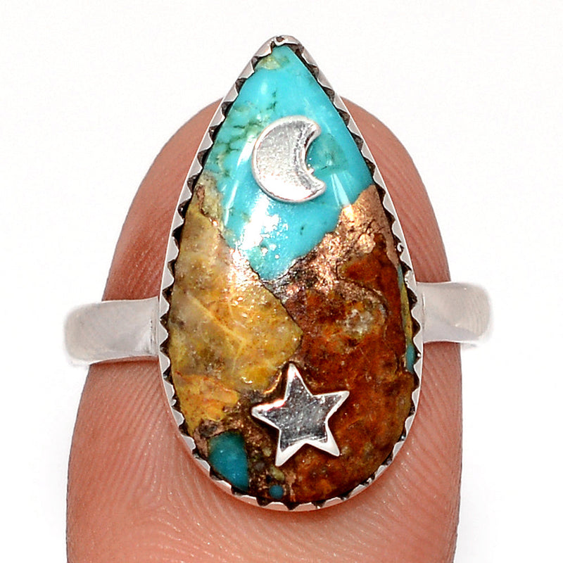 Moon & Star - Turquoise With Matrix Rings - DSNR190