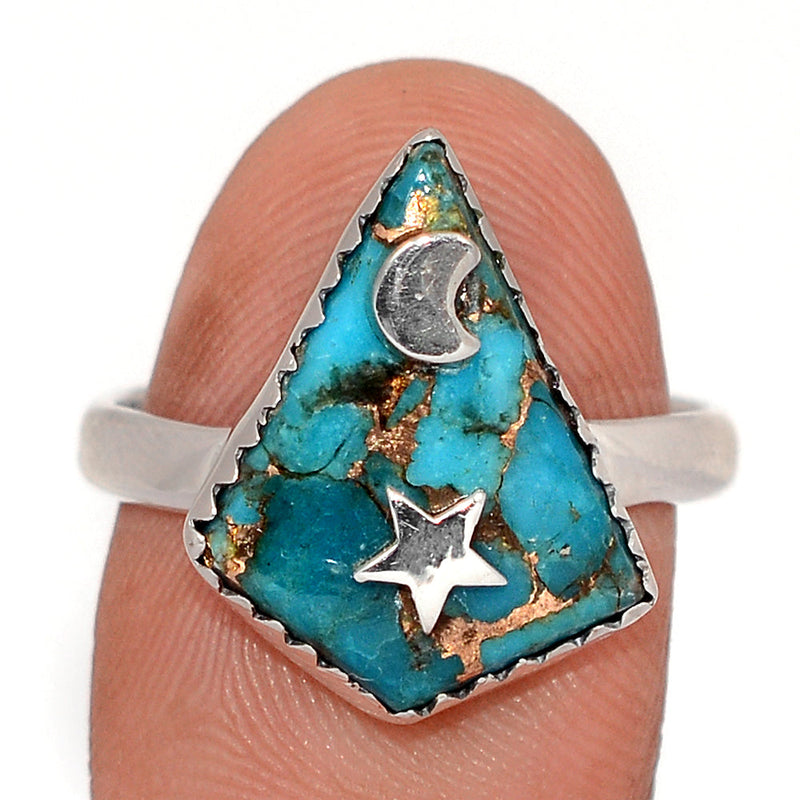 Moon & Star - Copper Blue Turquoise Rings - DSNR196