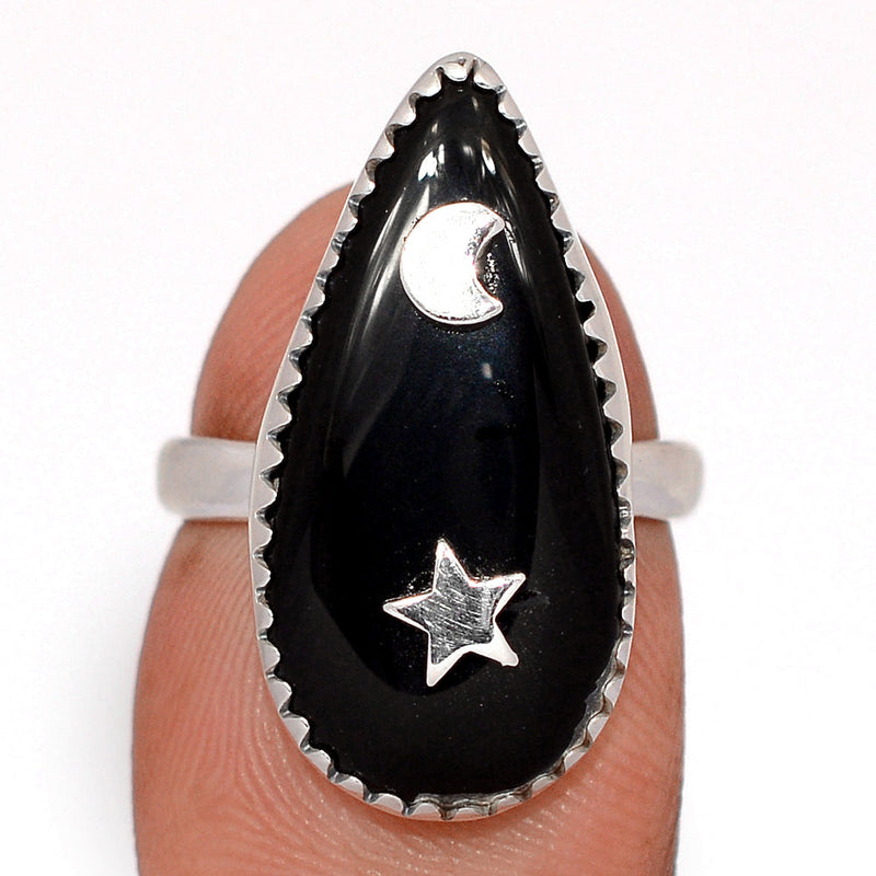 Moon & Star - Black Onyx Rings - DSNR199