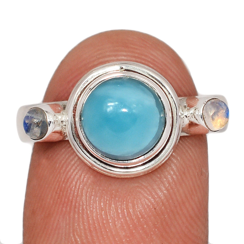 Designer - Larimar & Rainbow Moonstone Rings - DSNR207