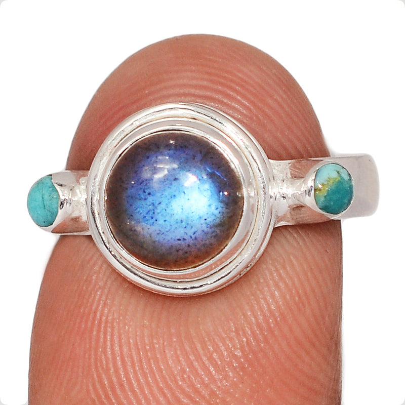 Designer - Labradorite & Blue Mohave Turquoise Rings - DSNR218