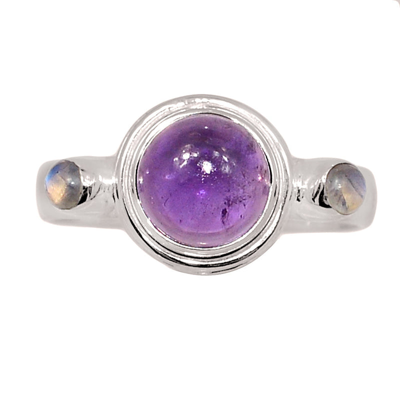 Designer - Amethyst & Rainbow Moonstone Rings - DSNR222