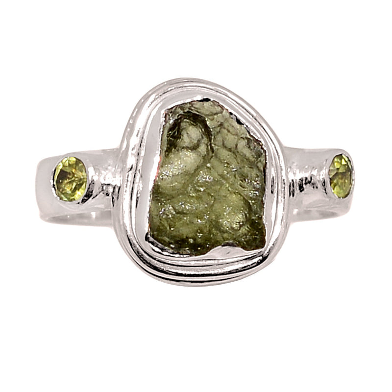 Designer - Moldavite & Peridot Rings - DSNR224