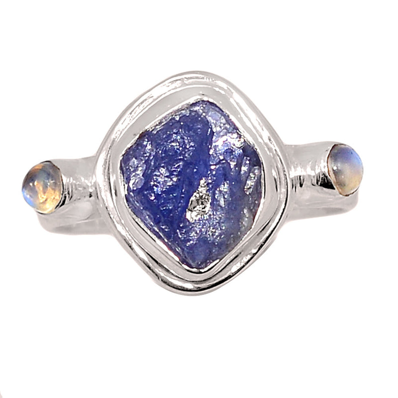 Designer - Tanzanite Rough & Rainbow Moonstone Rings - DSNR225