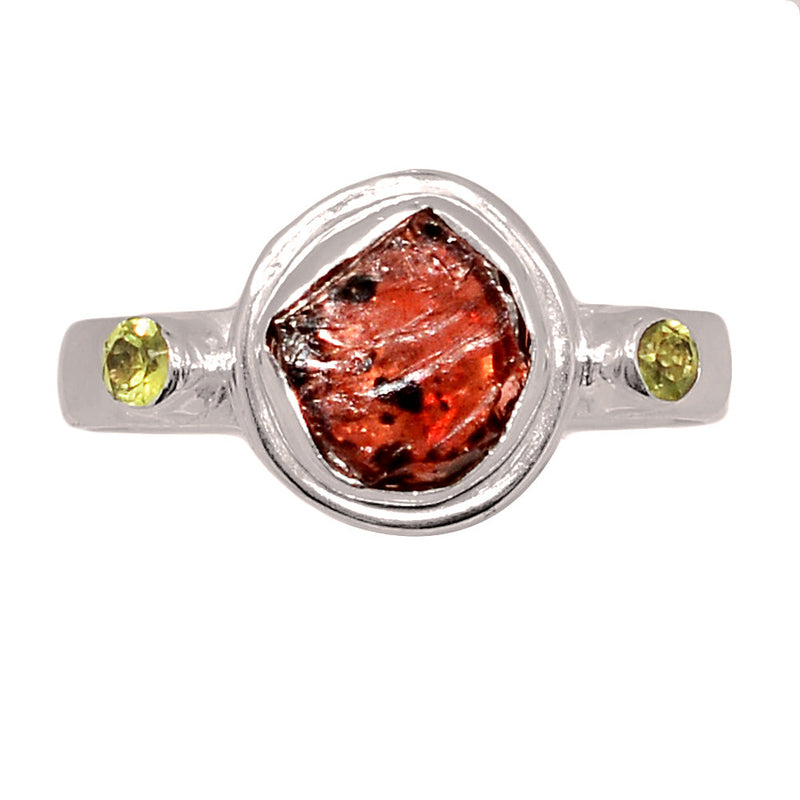 Designer - Garnet Rough & Peridot Rings - DSNR228