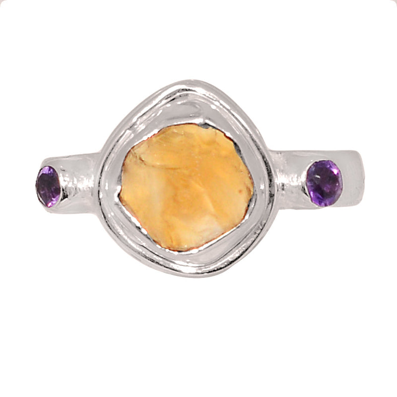 Designer - Citrine Rough & Amethyst Rings - DSNR234