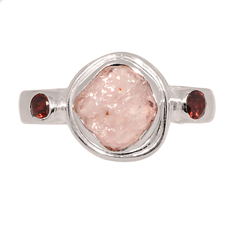 Designer - Rose Quartz Rough & Garnet Rings - DSNR236