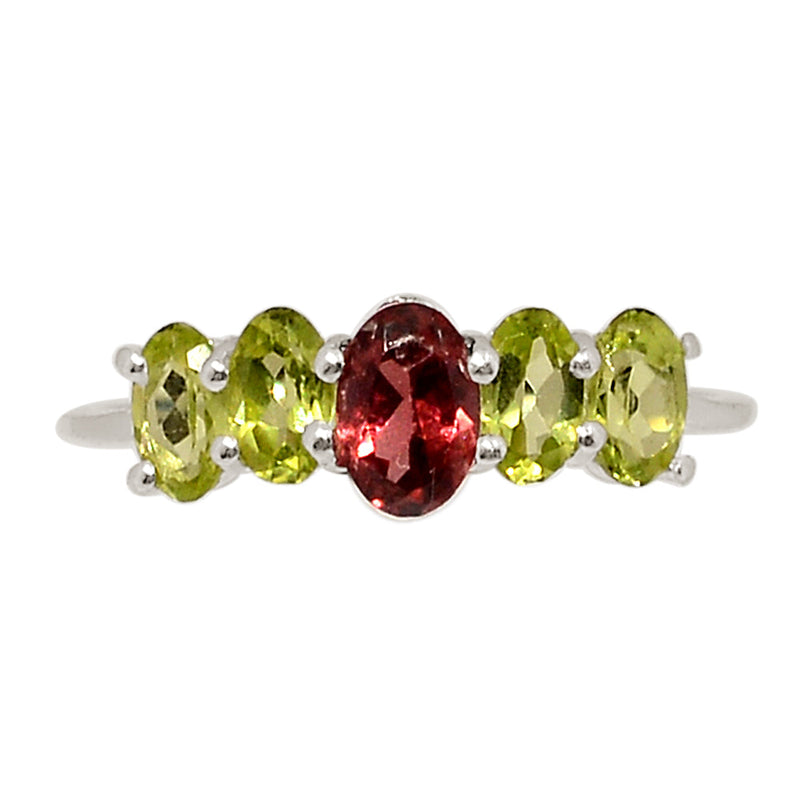 Designer - Garnet & Peridot Ring - DSNR278