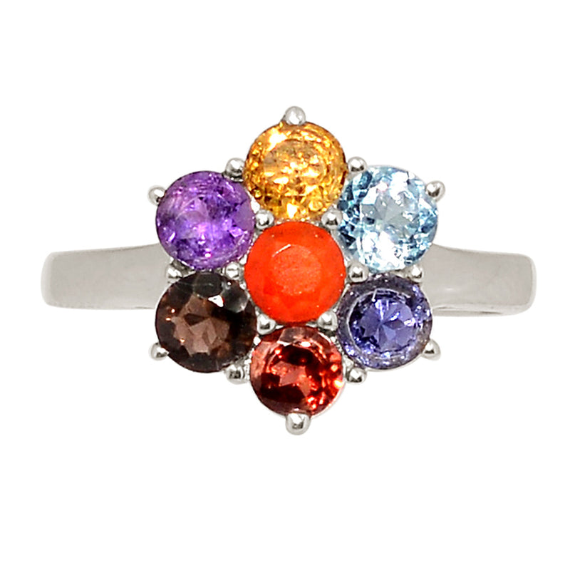 Designer - Amethyst, Citrine, Blue Topaz, Iolite, Garnet, Smokey Topaz & Carnelian Ring - DSNR286