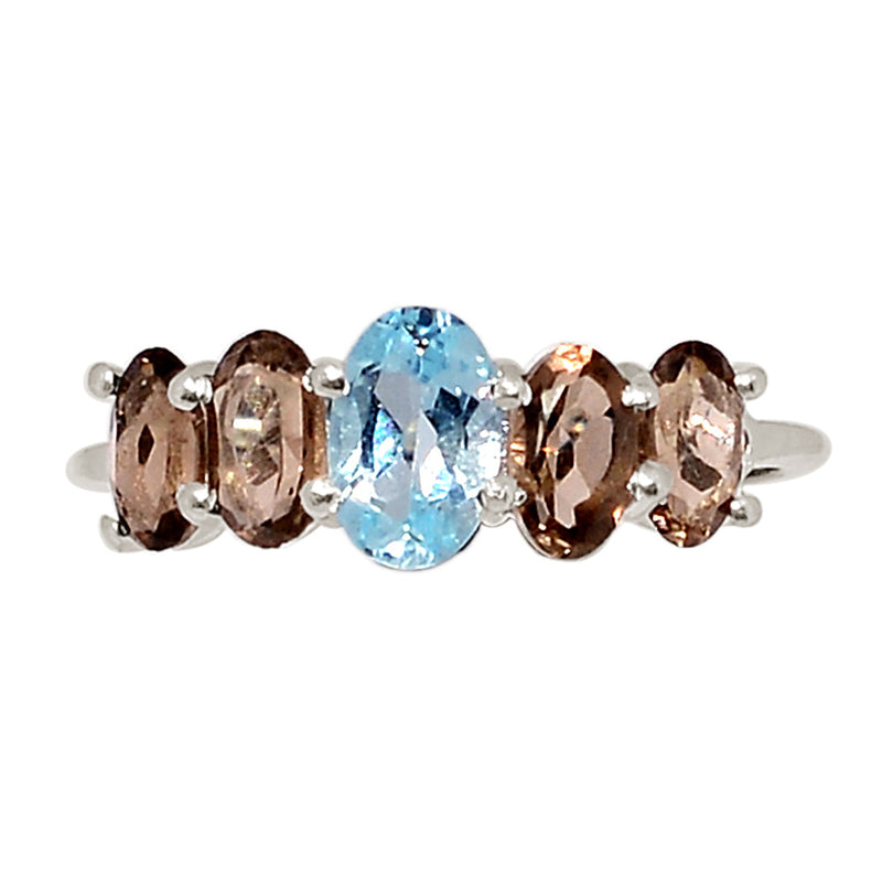 Designer - Blue Topaz & Smokey Topaz Ring - DSNR306