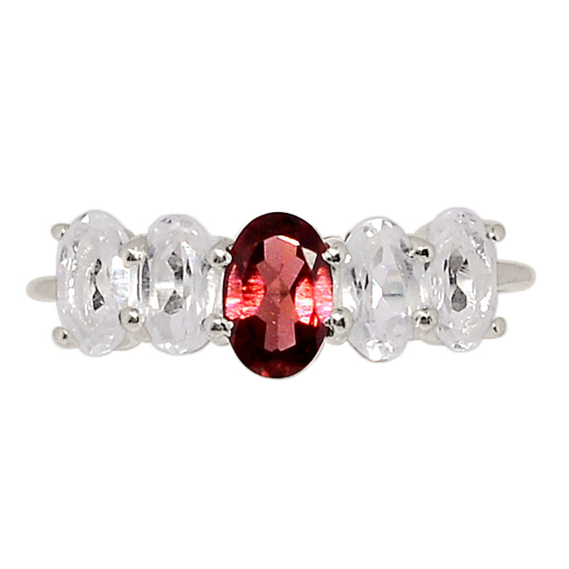 Designer - Garnet & White Topaz Ring - DSNR310