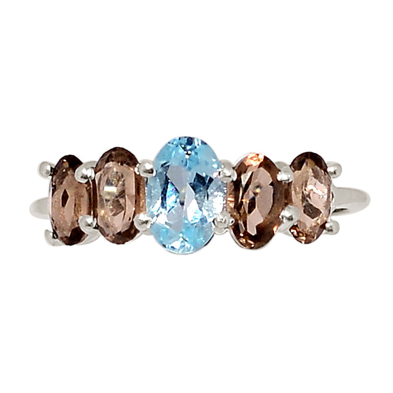 Designer - Blue Topaz & Smokey Topaz Ring - DSNR338