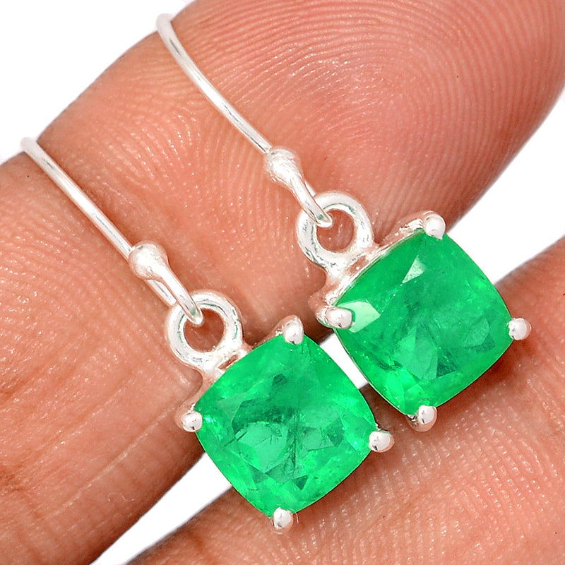 1" Claw - Treated Emerald Natural Crystal Quartz Earrings - ECQE13