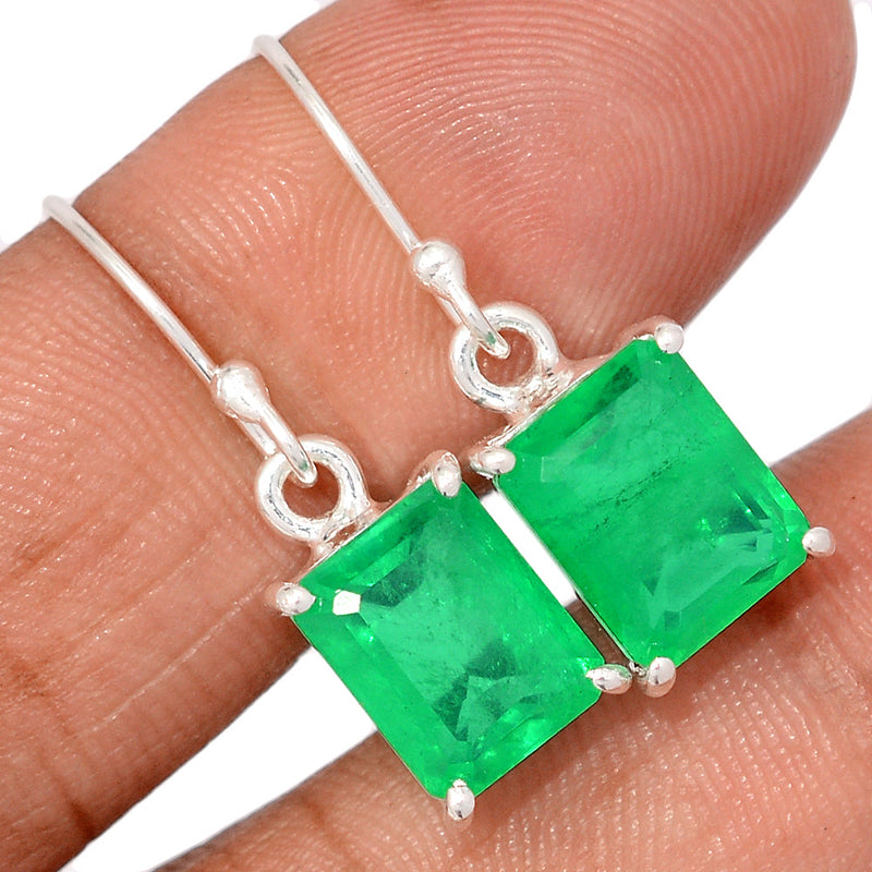 1.1" Claw - Treated Emerald Natural Crystal Quartz Earrings - ECQE16