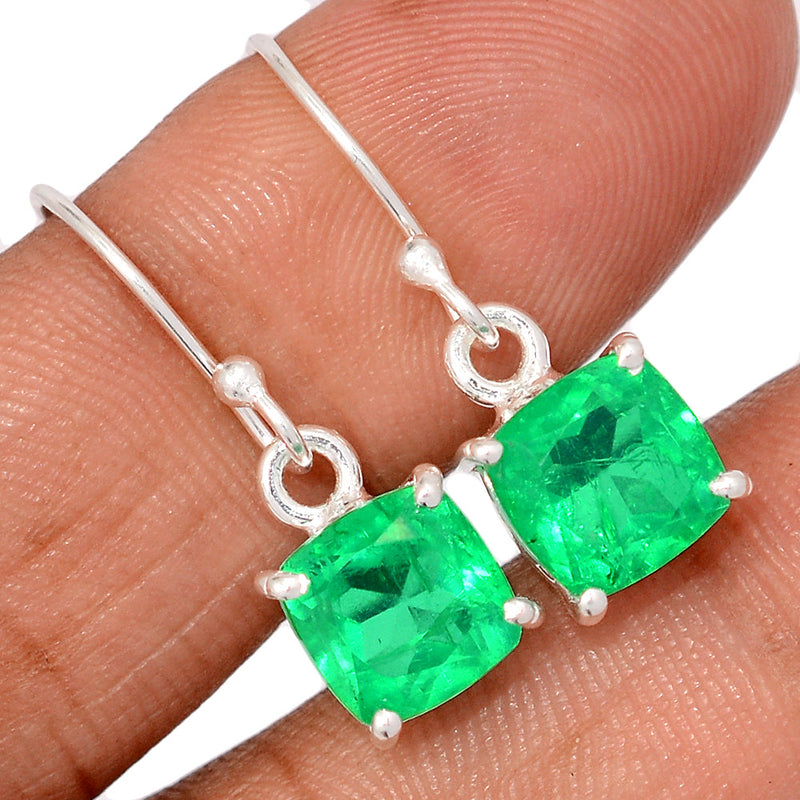 1" Claw - Treated Emerald Natural Crystal Quartz Earrings - ECQE19