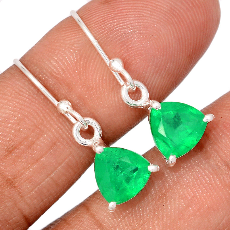 1.1" Claw - Treated Emerald Natural Crystal Quartz Earrings - ECQE20