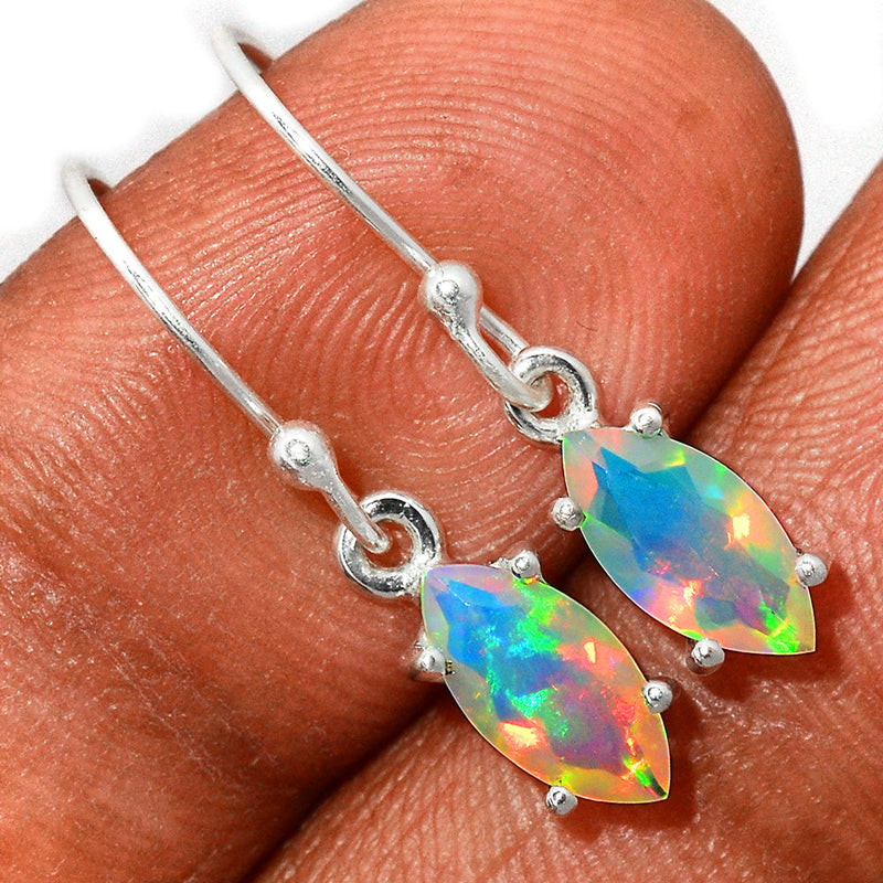 1.1" Claw - Ethiopian Opal Faceted Earrings - EOFE225