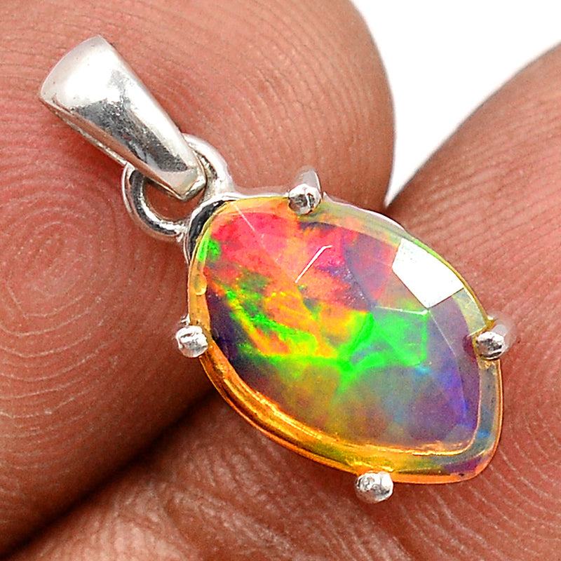 0.8" Claw - Ethiopian Opal Faceted Pendants - EOFP1853