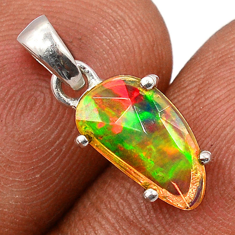 0.7" Claw - Ethiopian Opal Faceted Pendants - EOFP1857