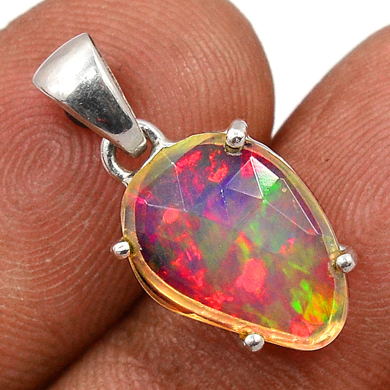 0.8" Claw - Ethiopian Opal Faceted Pendants - EOFP1858