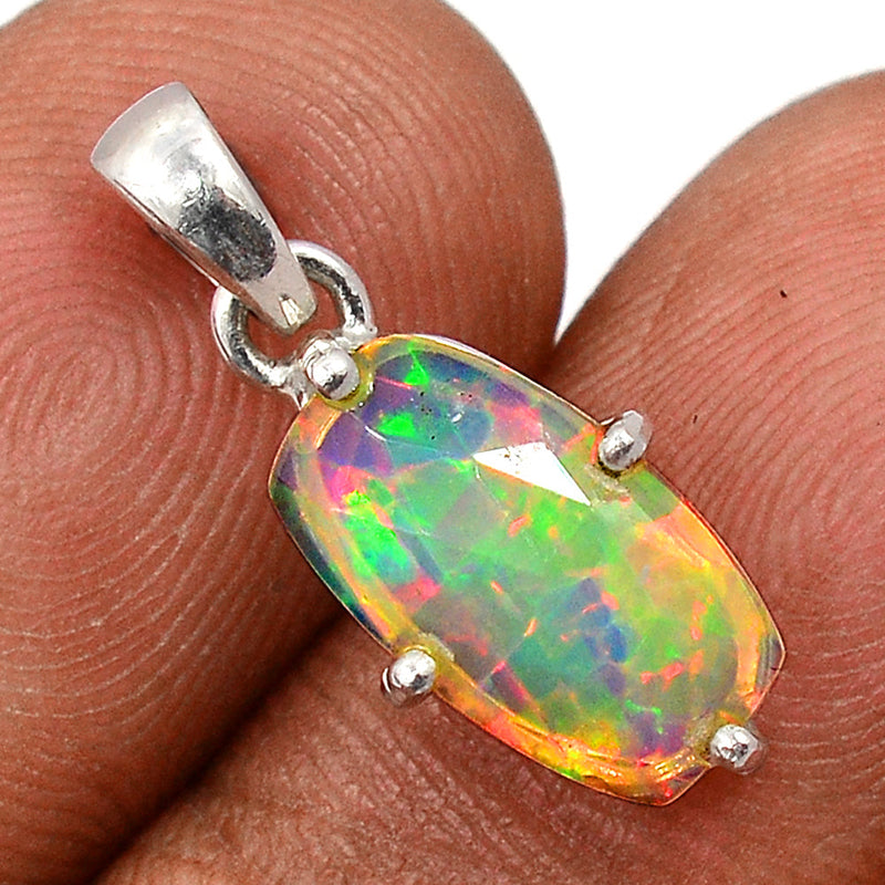 0.8" Claw - Ethiopian Opal Faceted Pendants - EOFP1859