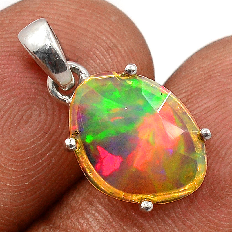 0.8" Claw - Ethiopian Opal Faceted Pendants - EOFP1863