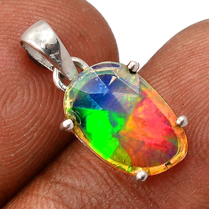 0.8" Claw - Ethiopian Opal Faceted Pendants - EOFP1864
