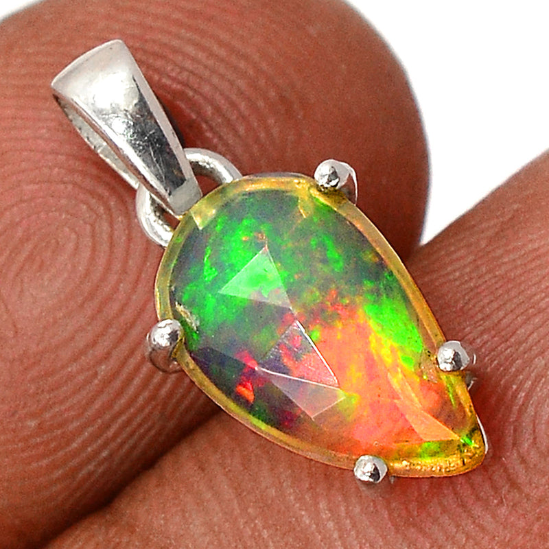 0.7" Claw - Ethiopian Opal Faceted Pendants - EOFP1865
