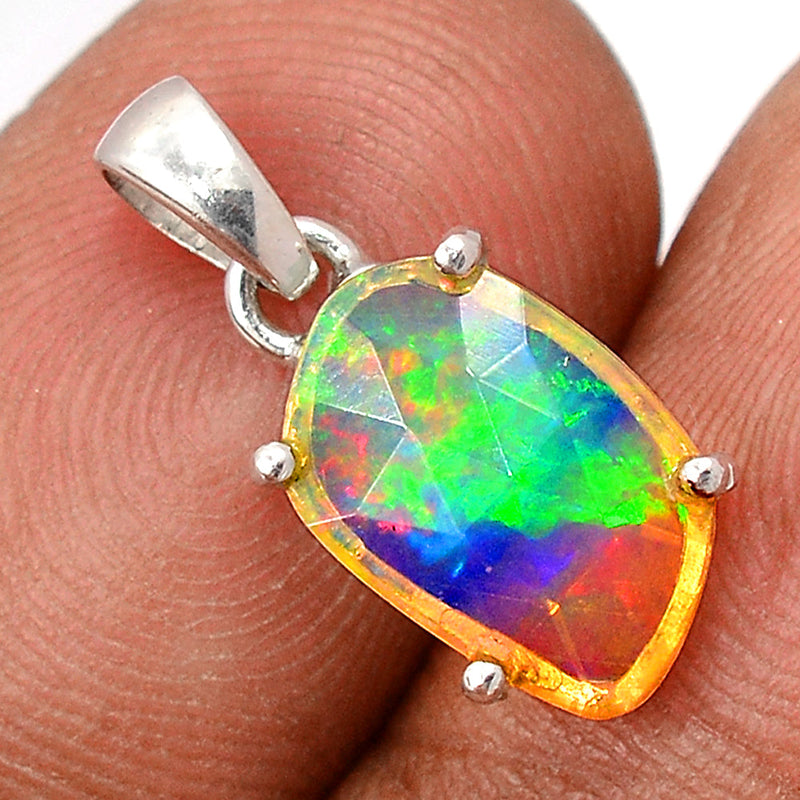 0.7" Claw - Ethiopian Opal Faceted Pendants - EOFP1875