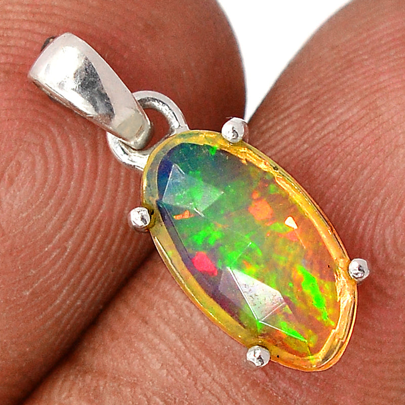 0.8" Claw - Ethiopian Opal Faceted Pendants - EOFP1881