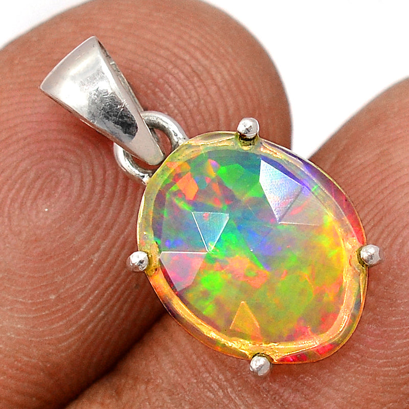 0.8" Claw - Ethiopian Opal Faceted Pendants - EOFP1897