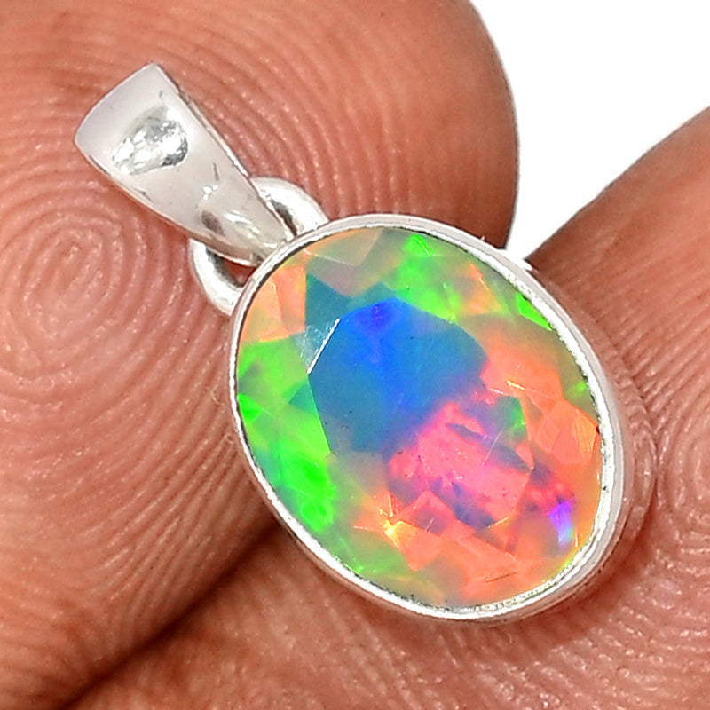 0.7" Ethiopian Opal Faceted Pendants - EOFP2171