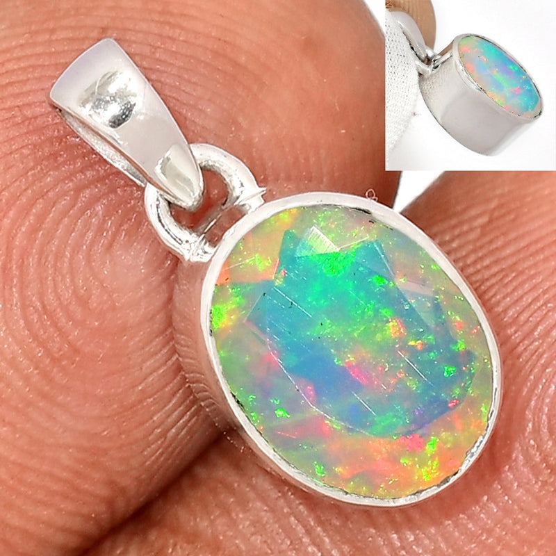 0.7" Ethiopian Opal Faceted Pendants - EOFP2186