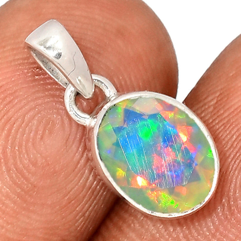 0.7" Ethiopian Opal Faceted Pendants - EOFP2187