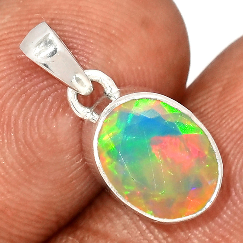 0.7" Ethiopian Opal Faceted Pendants - EOFP2189