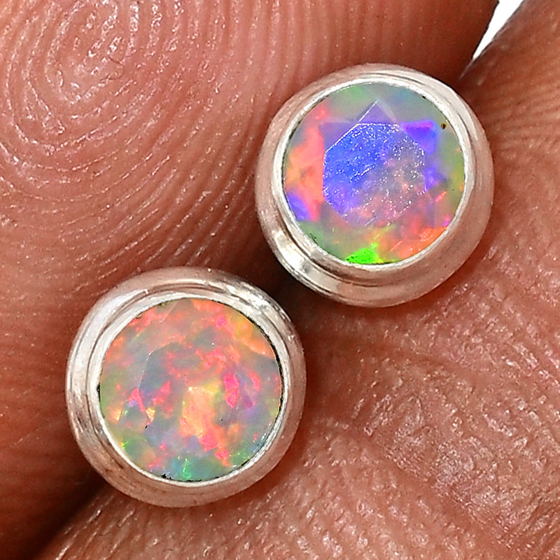 Ethiopian Opal Faceted Studs - EOFS155