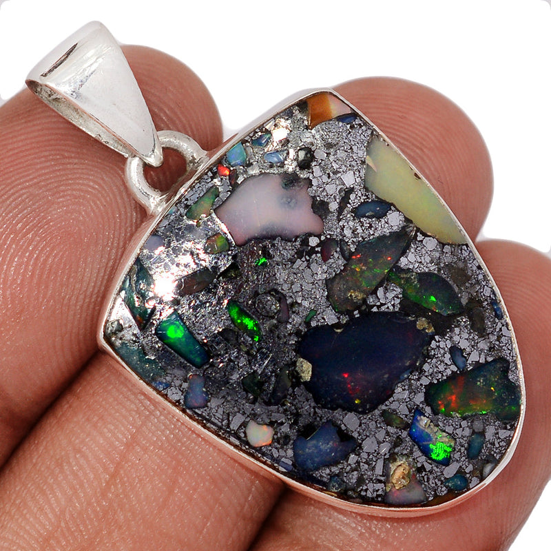 1.6" Ethiopian Opal In Pyrite Pendants - EOPP126