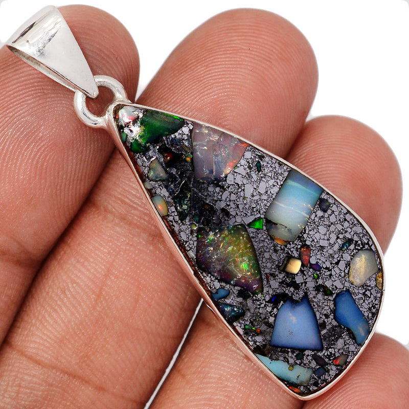 2" Ethiopian Opal In Pyrite Pendants - EOPP129