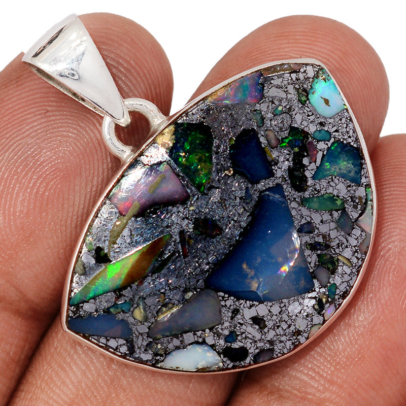 1.3" Ethiopian Opal In Pyrite Pendants - EOPP138