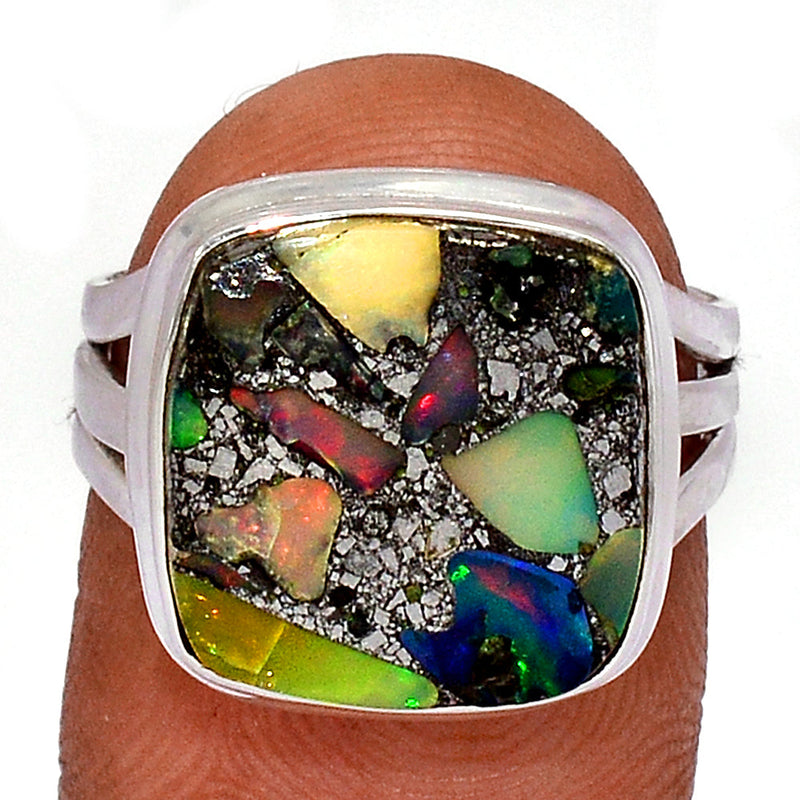 Ethiopian Opal In Pyrite Ring - EOPR37